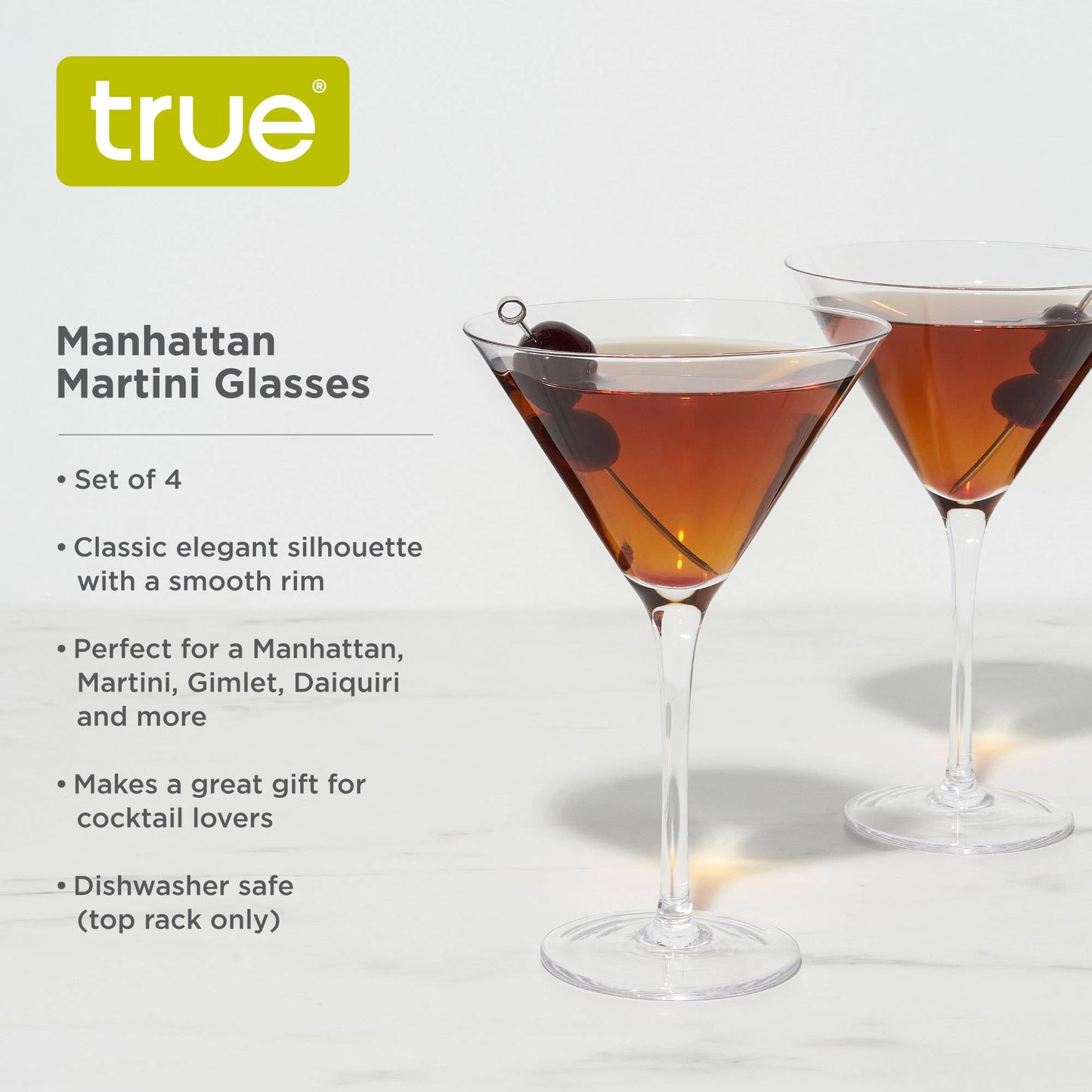 Manhattan Stemmed Glass Martini Cocktail Glasses - Set of 4