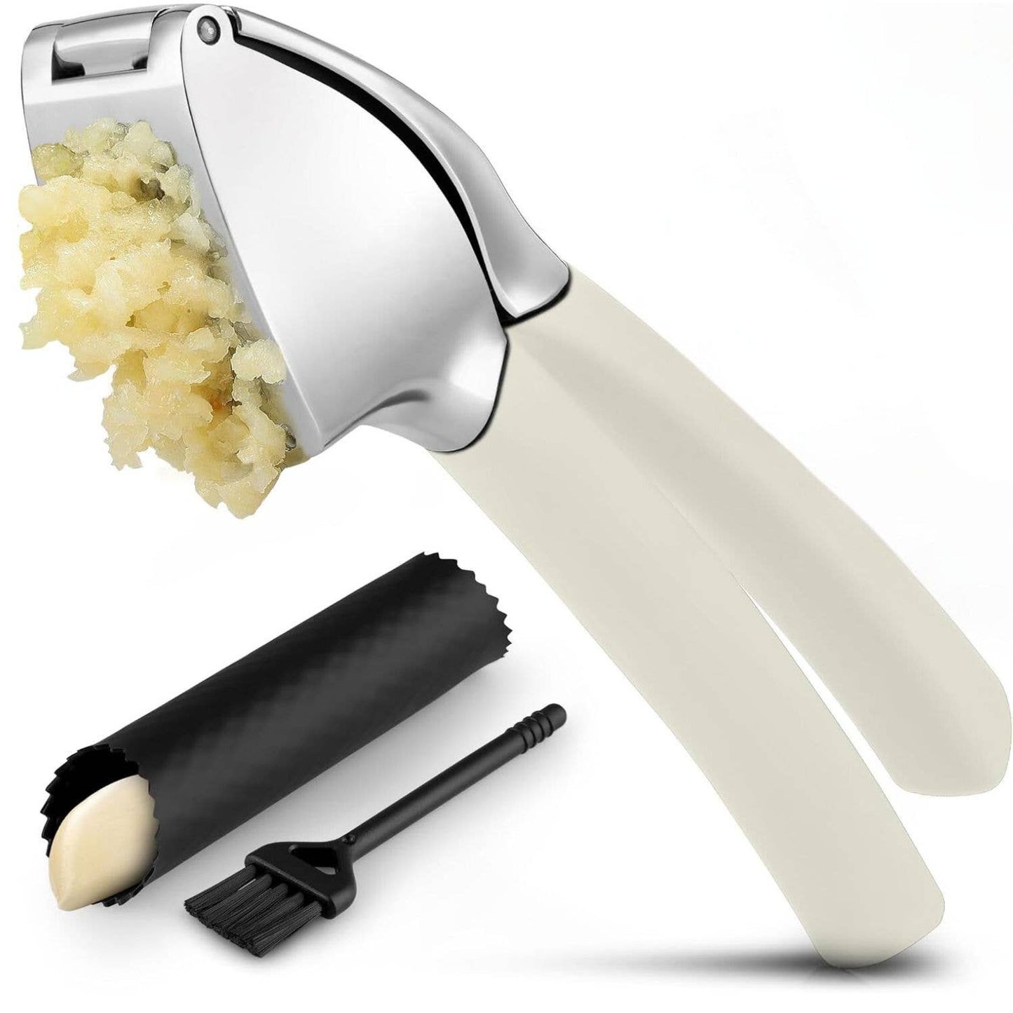Garlic Press Stainless Steel w/ Peeler and Brush: Lavender