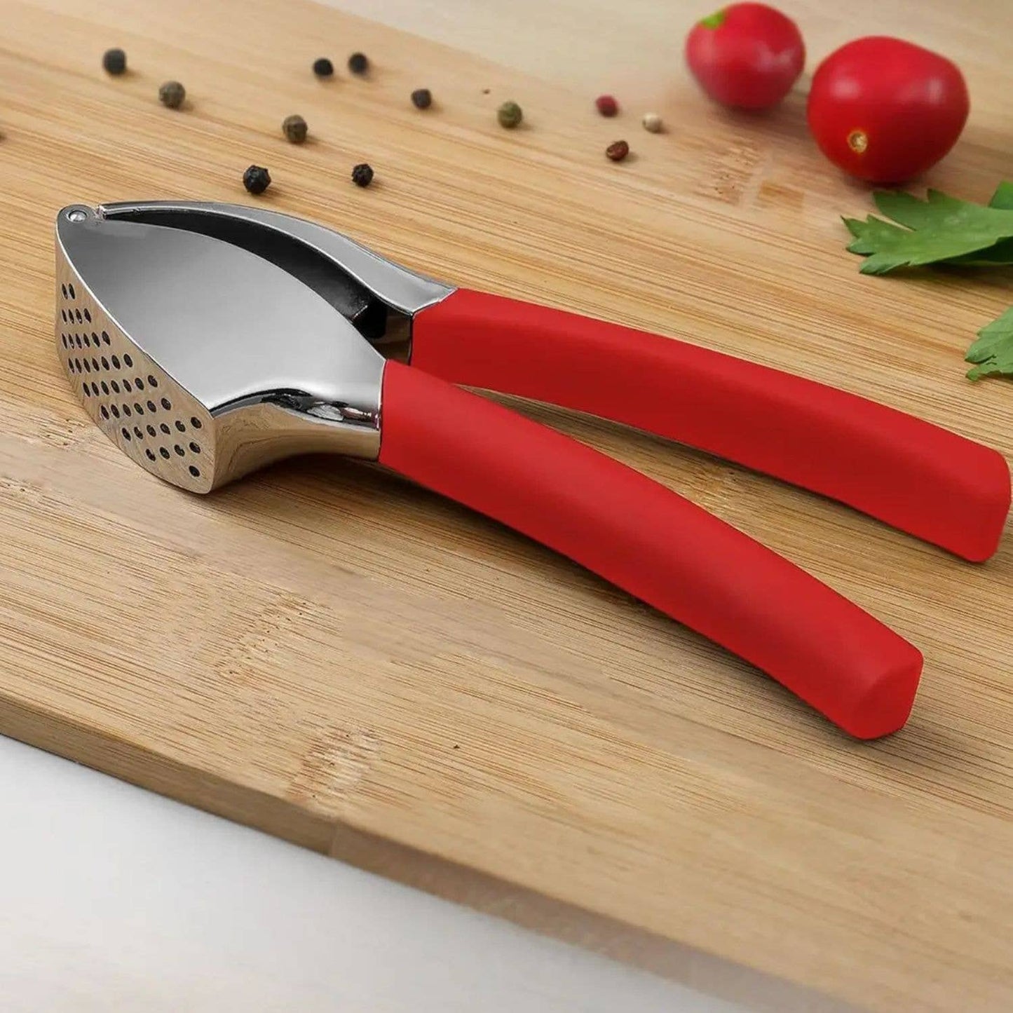 Garlic Press Stainless Steel w/ Peeler and Brush: Light Pink