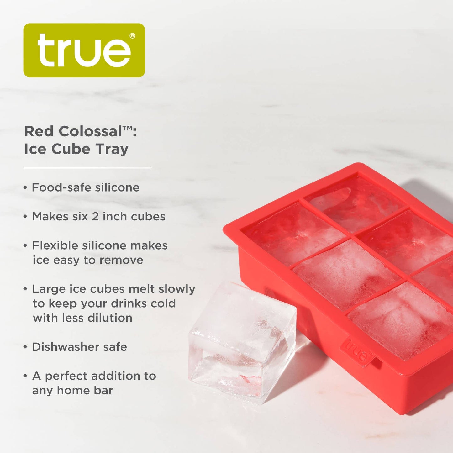 Colossal Silicone 2" Ice Cube Tray - Gray or Red: Gray