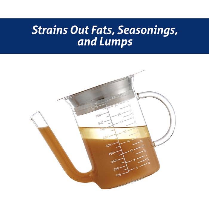 HIC Roasting Glass Fat Separator with Gravy Strainer