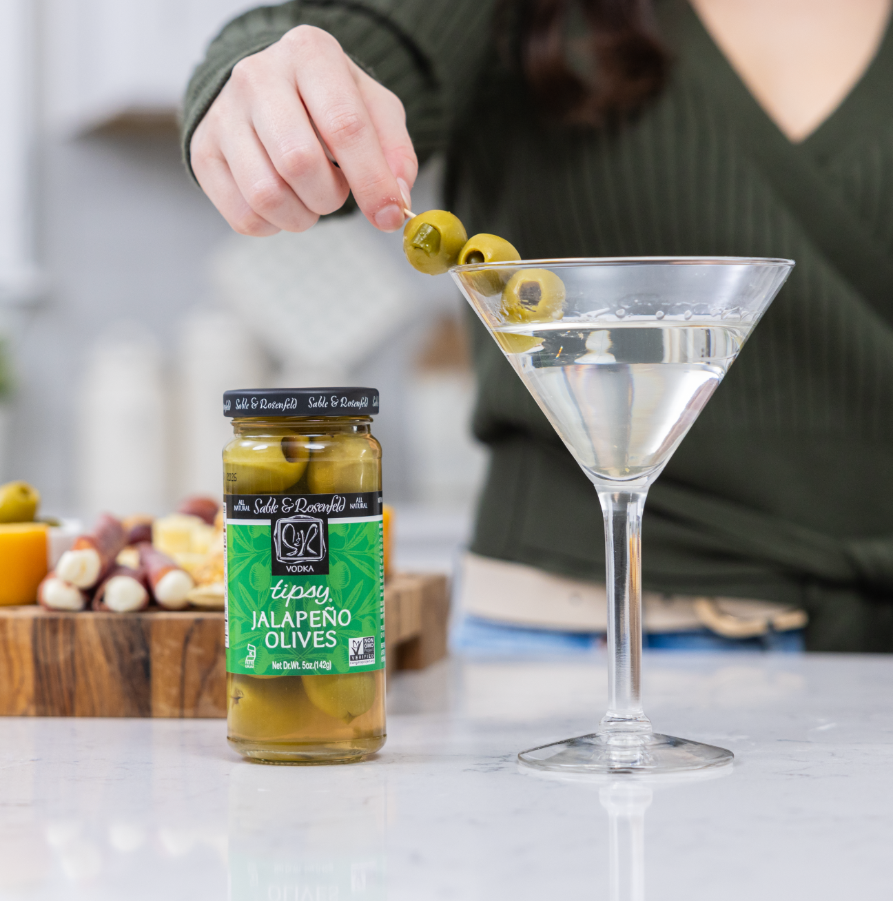 Sable & Rosenfeld All Natural Tipsy Vodka Jalapeno Olives 5o