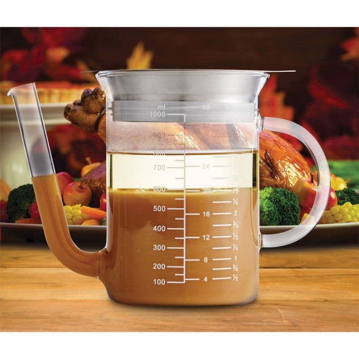HIC Roasting Glass Fat Separator with Gravy Strainer