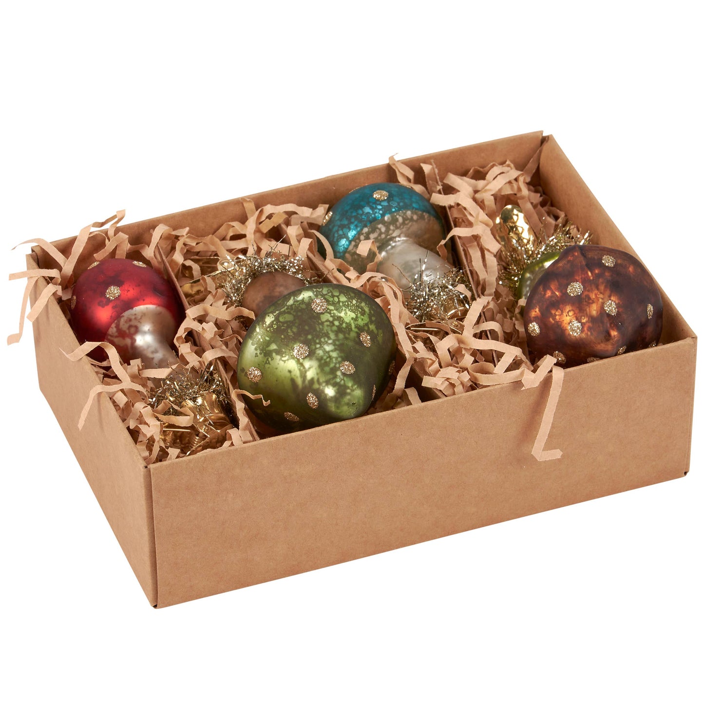Glass Vintage Mushroom Ornament Set