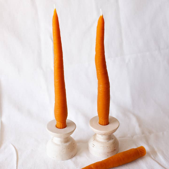 BEESWAX CARROT TAPER CANDLE PAIR - 2