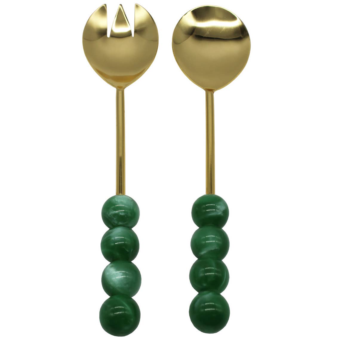 Set of Two Hyaline Bubble Salad Servers - Green