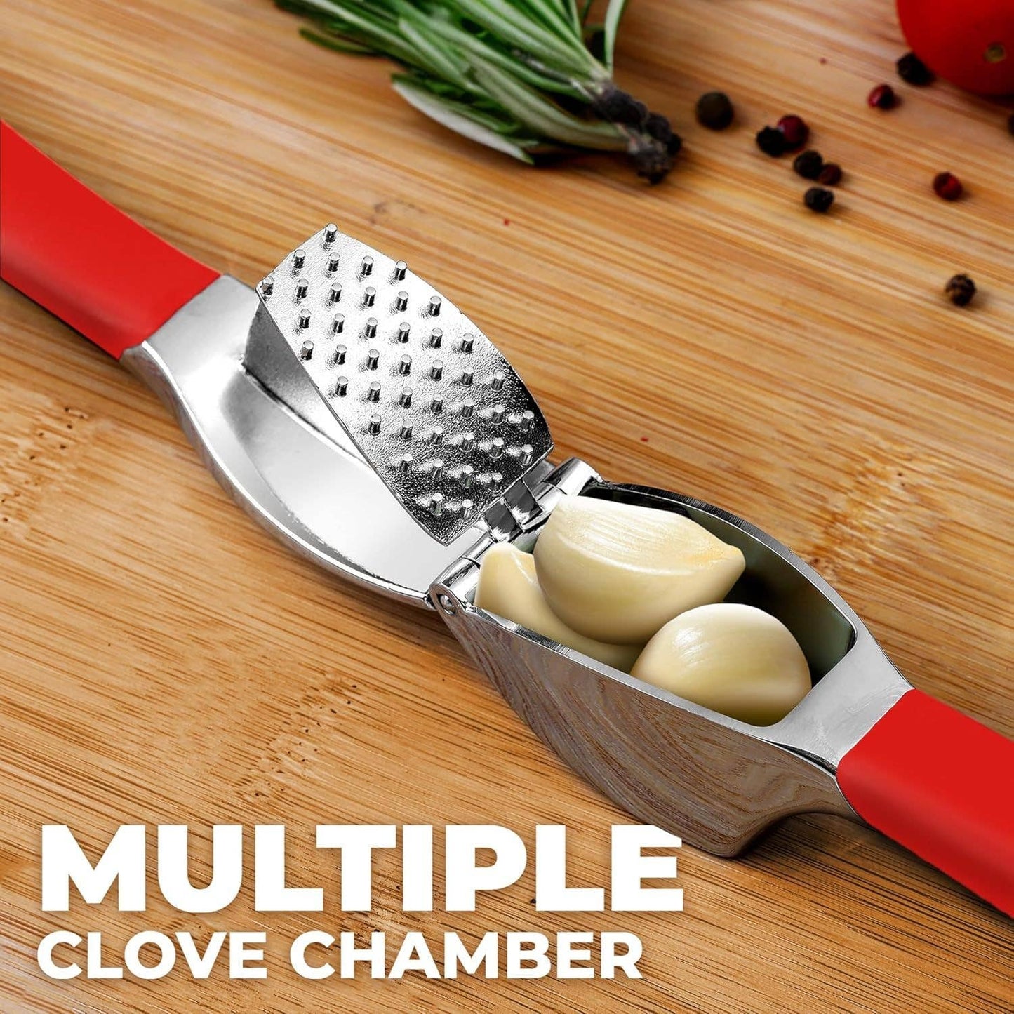 Garlic Press Stainless Steel w/ Peeler and Brush: Lavender