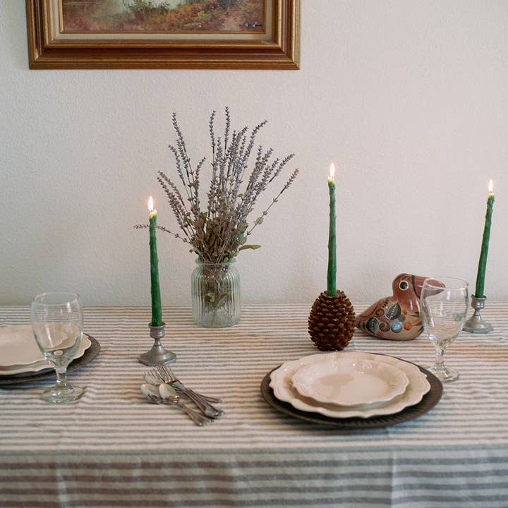 Beeswax Asparagus Candle Taper Pair (2)
