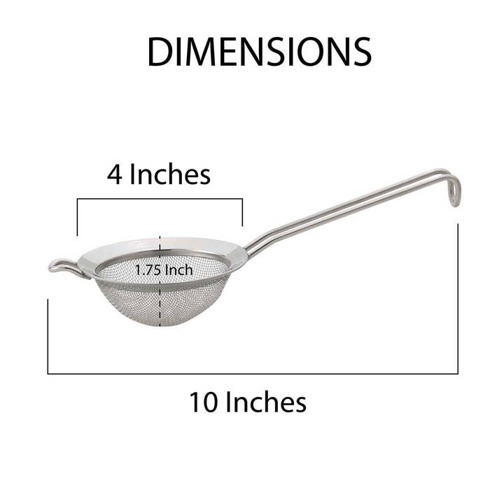 HIC Kitchen Double Mesh Strainer, 4in