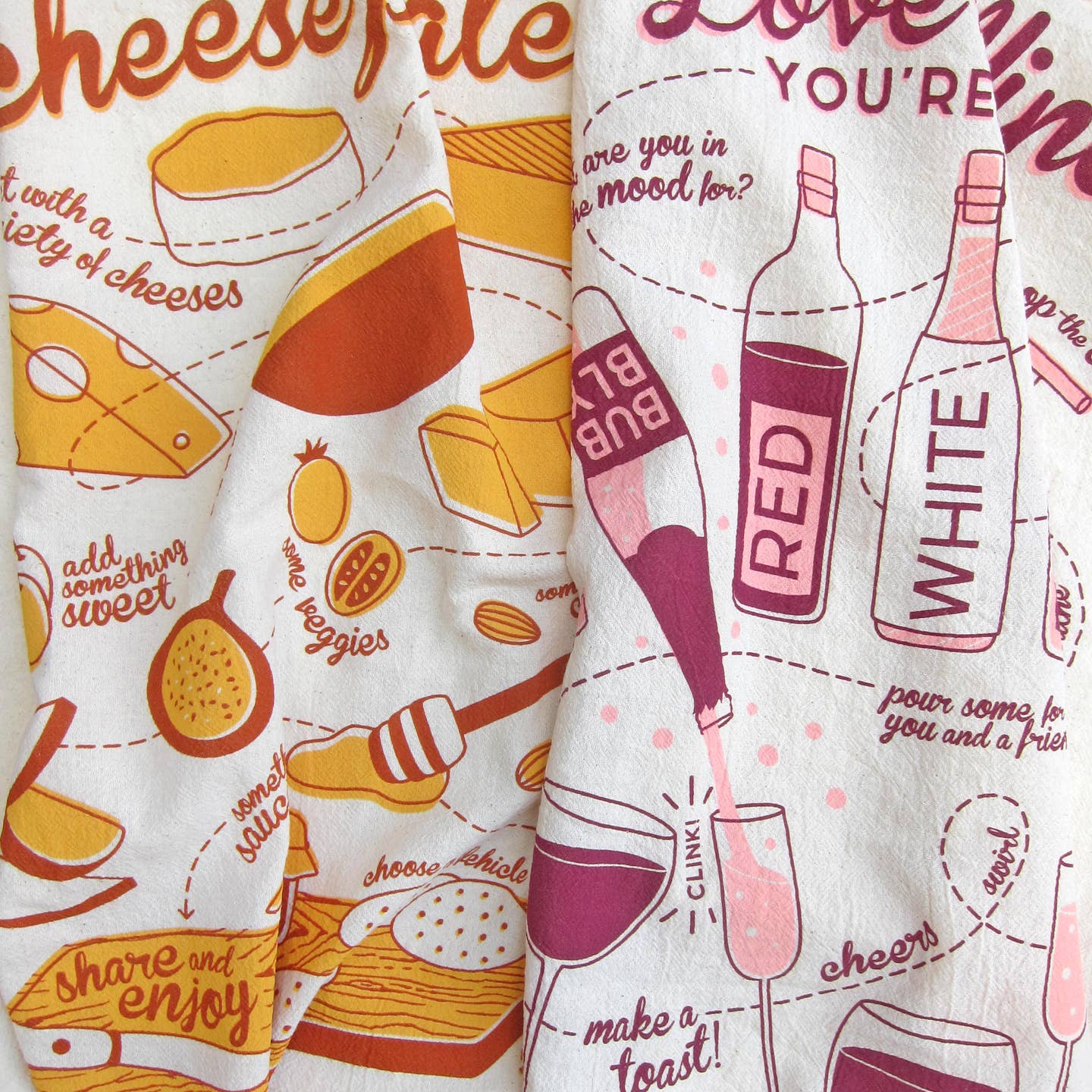Perfect Pairing (Wine, Cheese) - Tea Towel Set of 2
