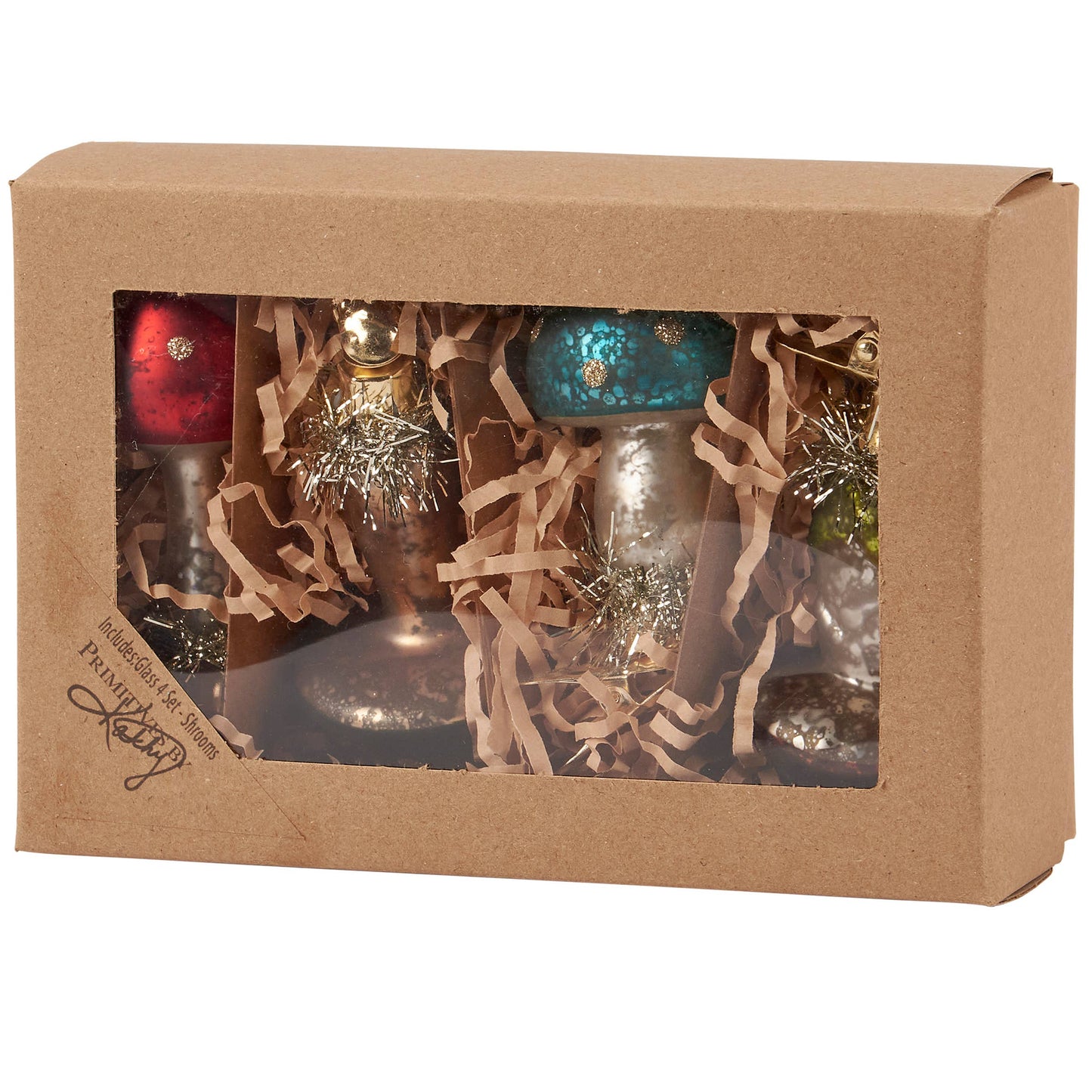 Glass Vintage Mushroom Ornament Set
