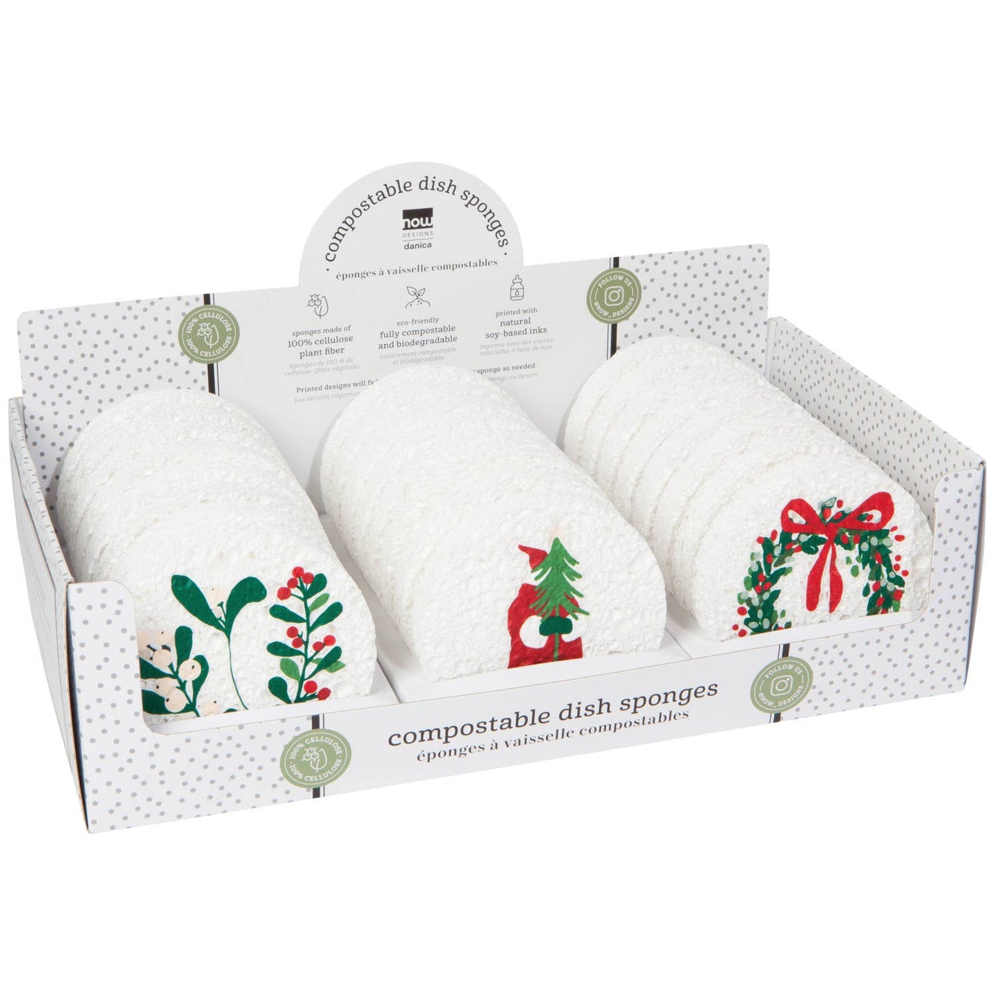 Compostable Sponge Christmas Display Unit Set of 24