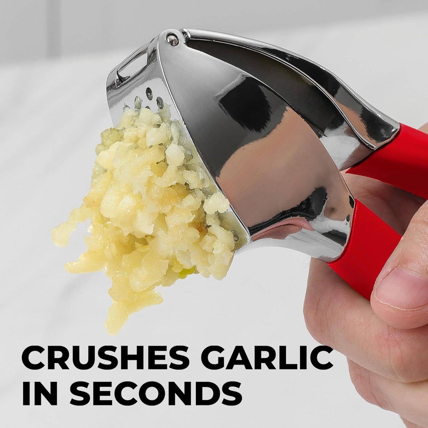 Garlic Press Stainless Steel w/ Peeler and Brush: Light Pink