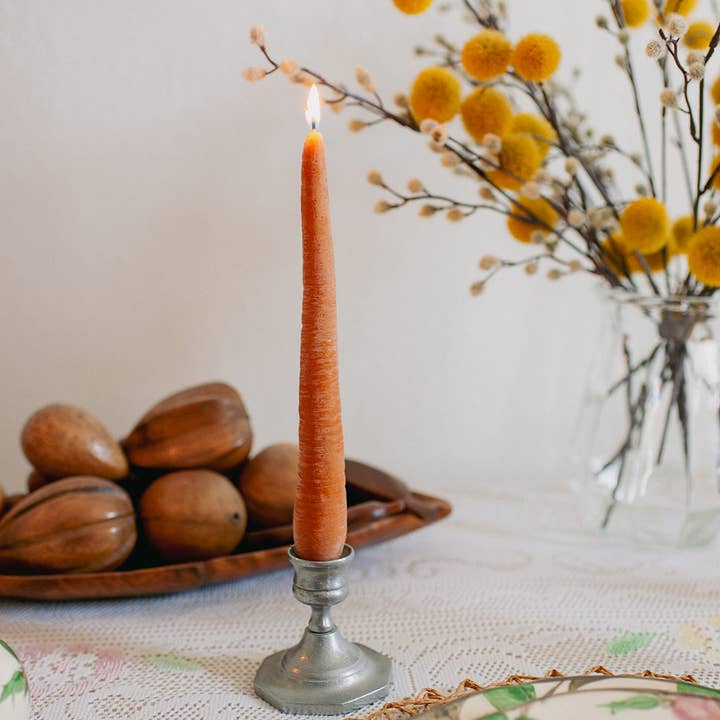 BEESWAX CARROT TAPER CANDLE PAIR - 2