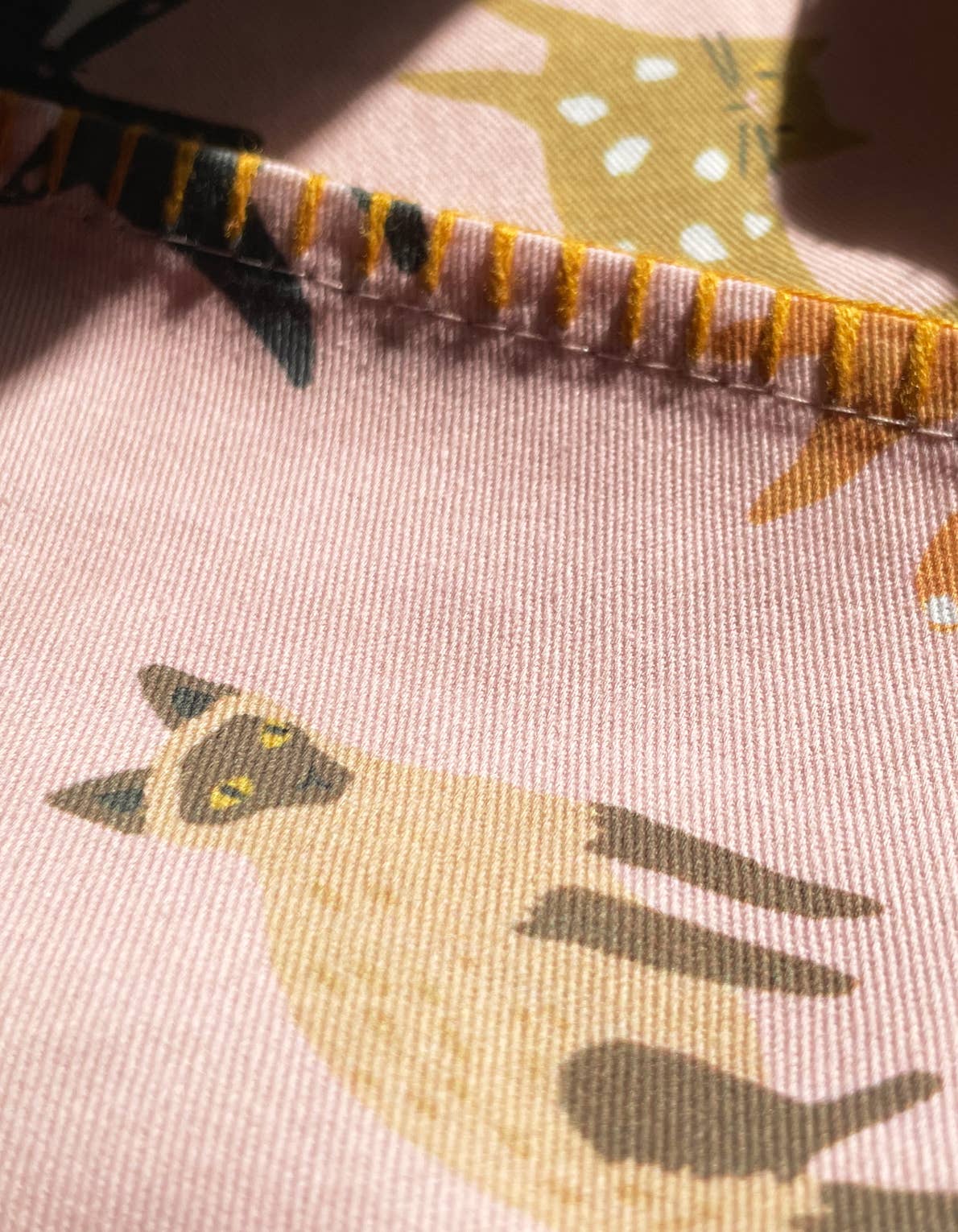 Cats Cotton Tea Towel with Embroidered Detail