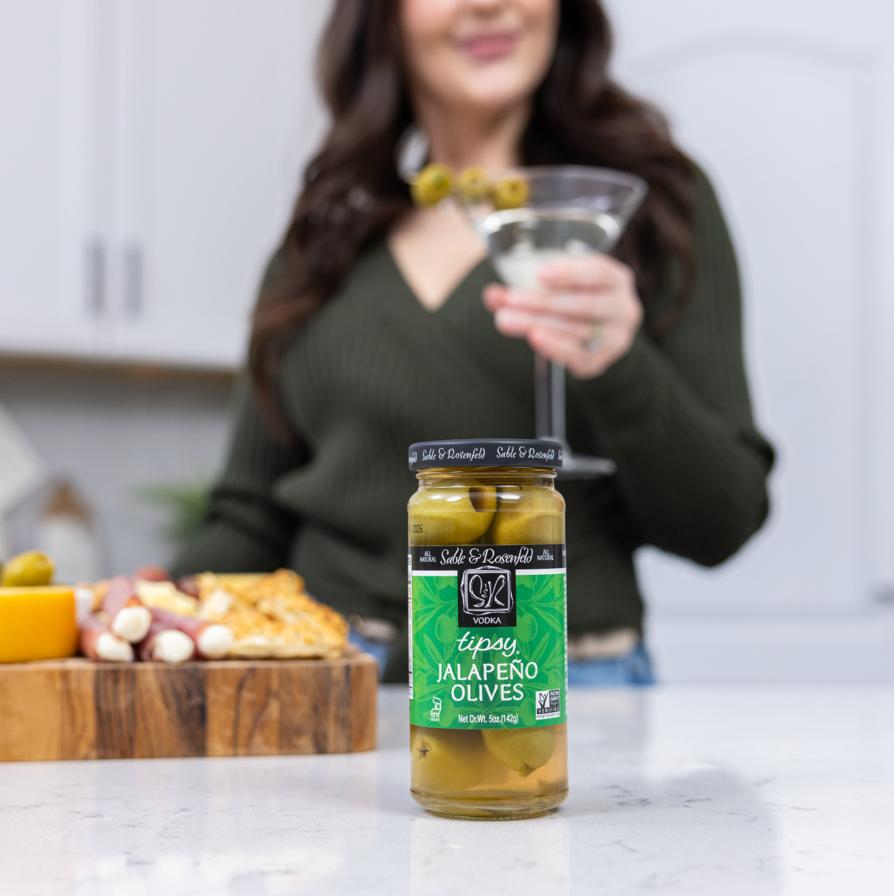 Sable & Rosenfeld All Natural Tipsy Vodka Jalapeno Olives 5o