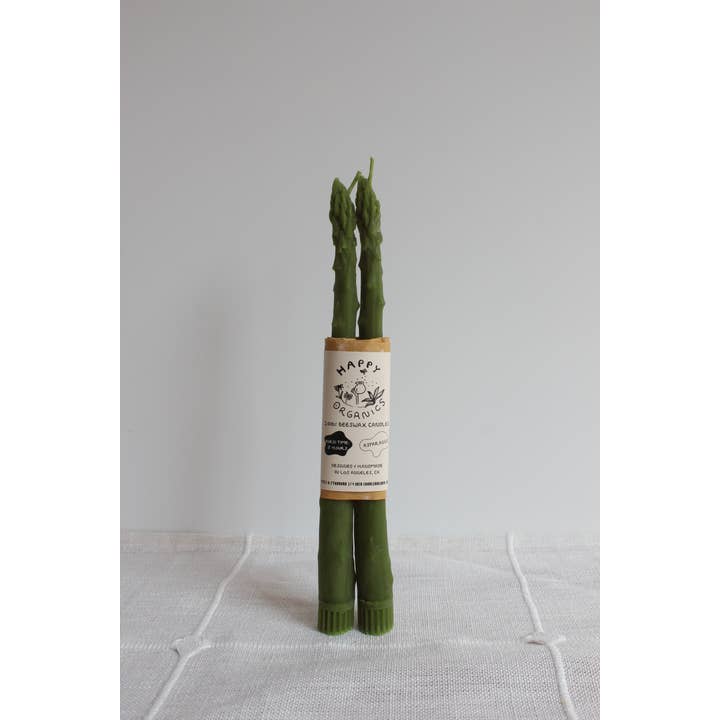 Beeswax Asparagus Candle Taper Pair (2)