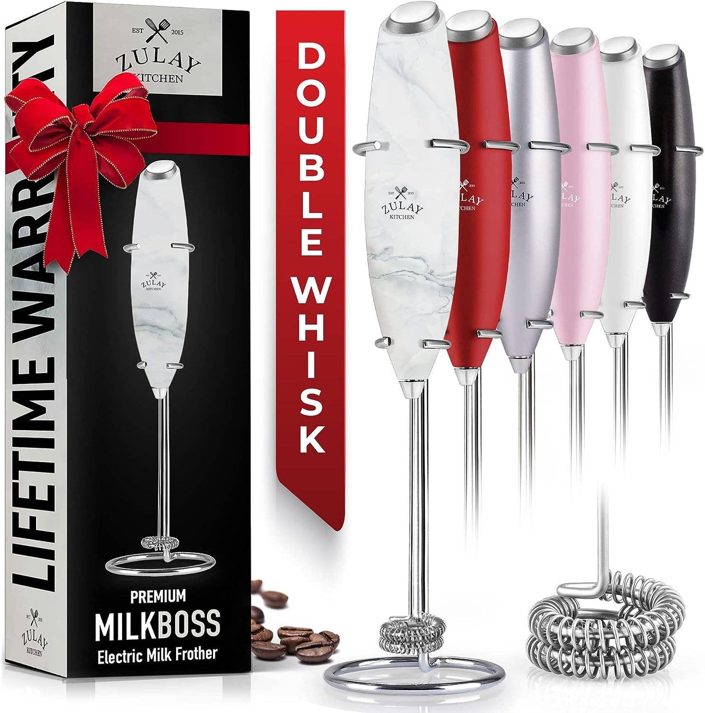Zulay Double Whisk Milk Frother Handheld Mixer: Cotton Candy