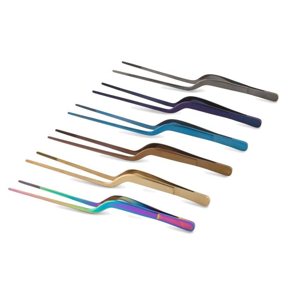 Chef plating Tweezer 8 Inch Stainless Steel Precision: 1 Pack(Mix & Match Colors)