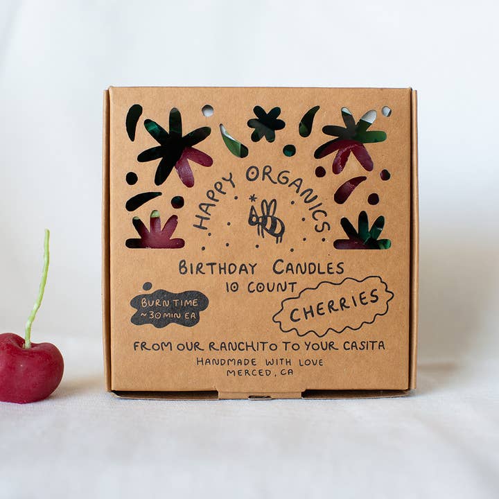 Beeswax Cherry Birthday Candles: 10