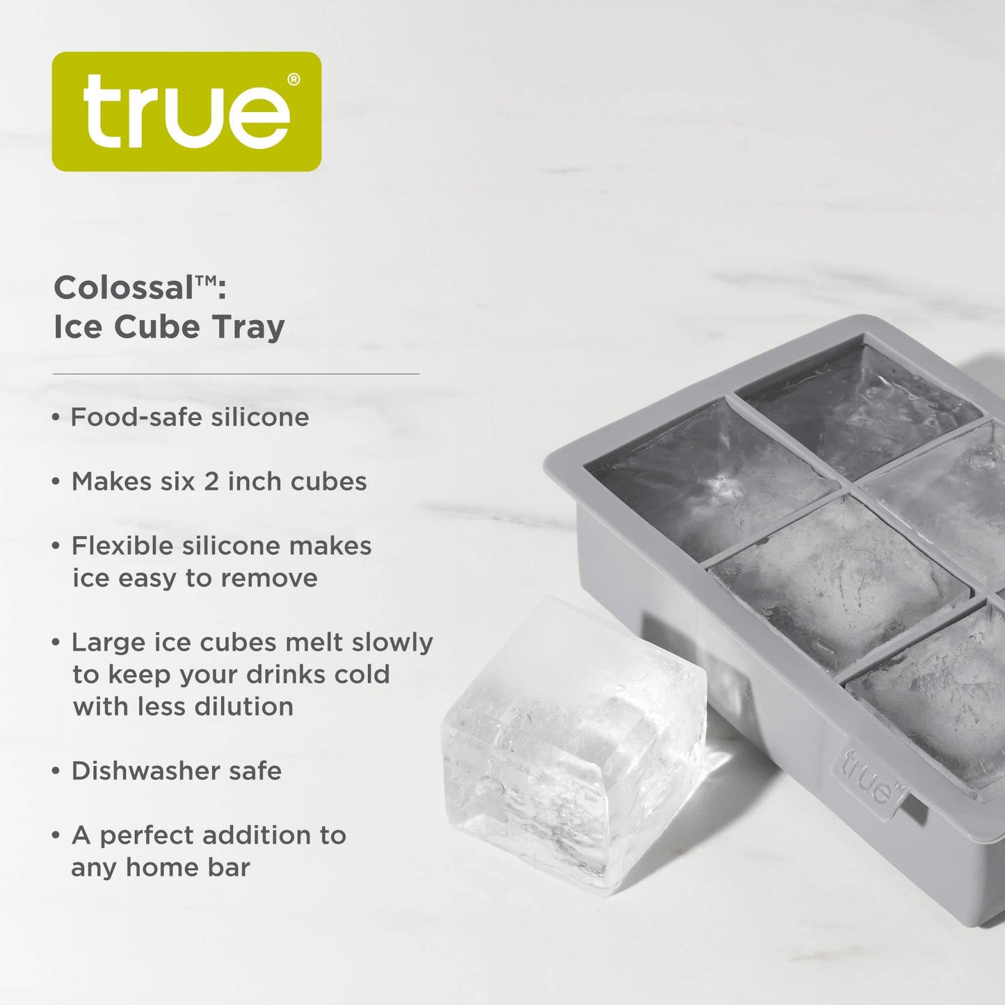 Colossal Silicone 2" Ice Cube Tray - Gray or Red: Gray