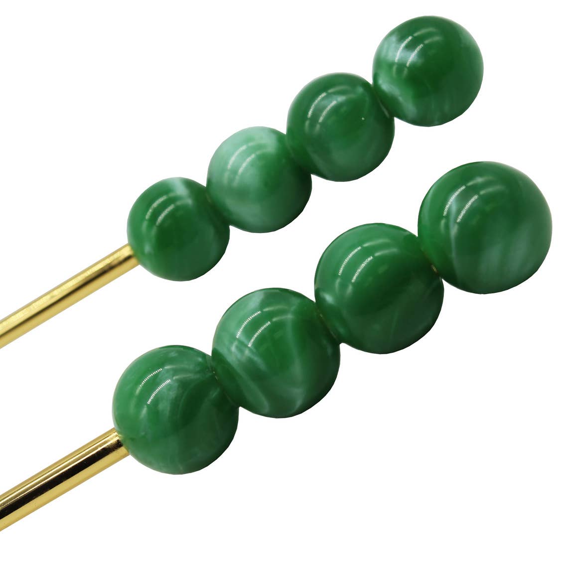 Set of Two Hyaline Bubble Salad Servers - Green