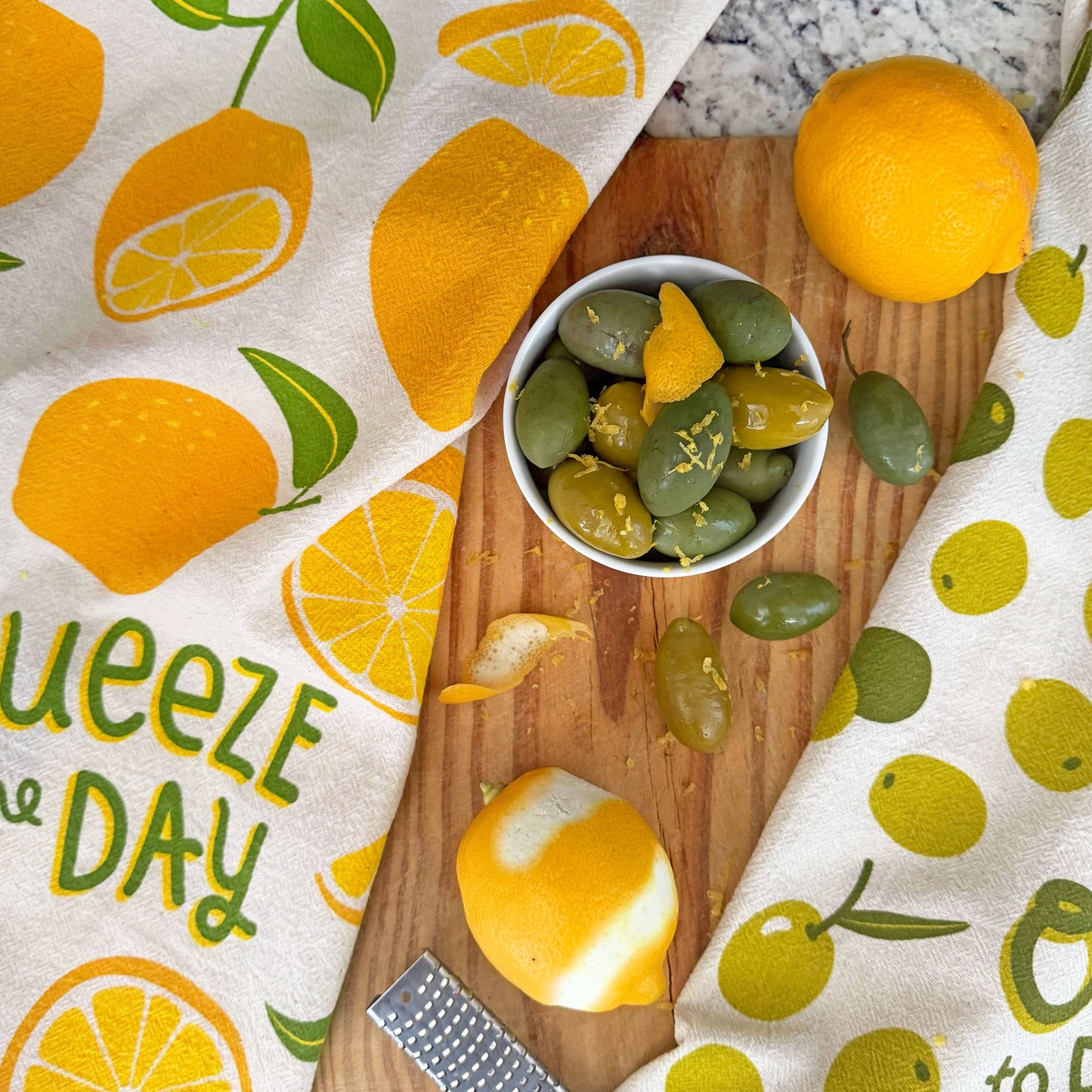 OLIVES WITH A TWIST (Olive, Lemon) - Tea Towel Set of 2