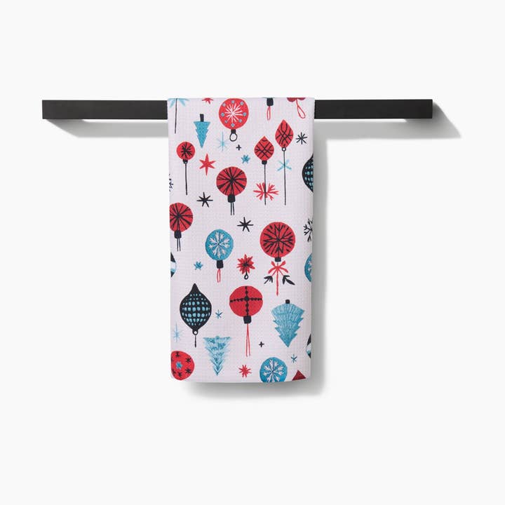 Embroidered Ornaments Tea Towel