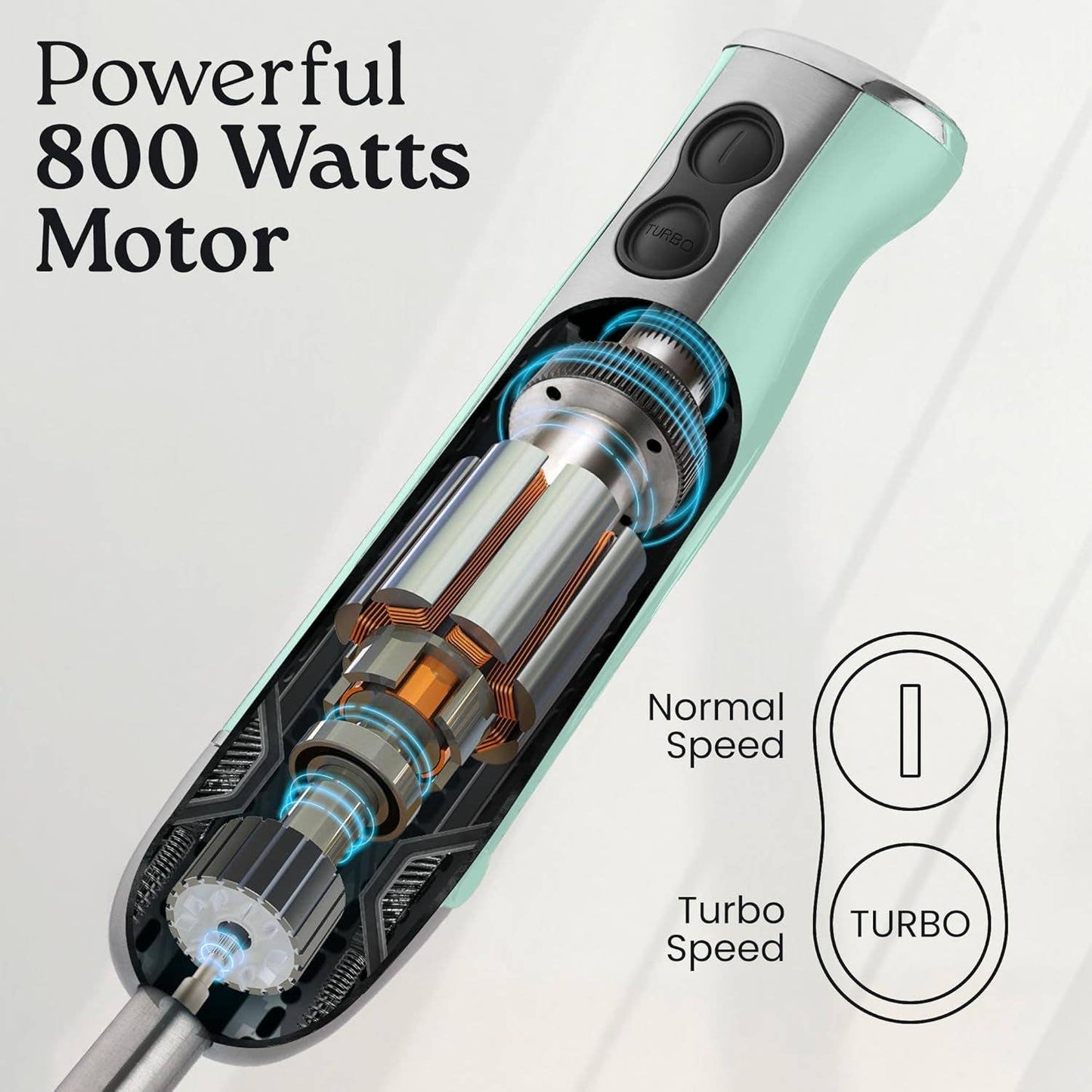 Powerful Immersion Blender Handheld - 800W  : Gray