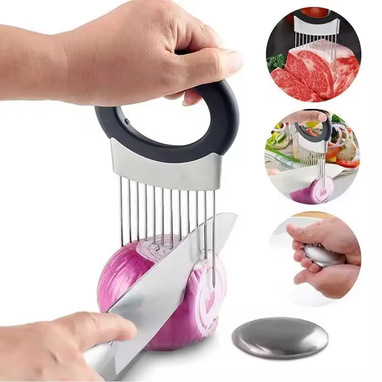 Onion Cutter Vegetable Chopper, Stainless Steel Tomato: 1 Set