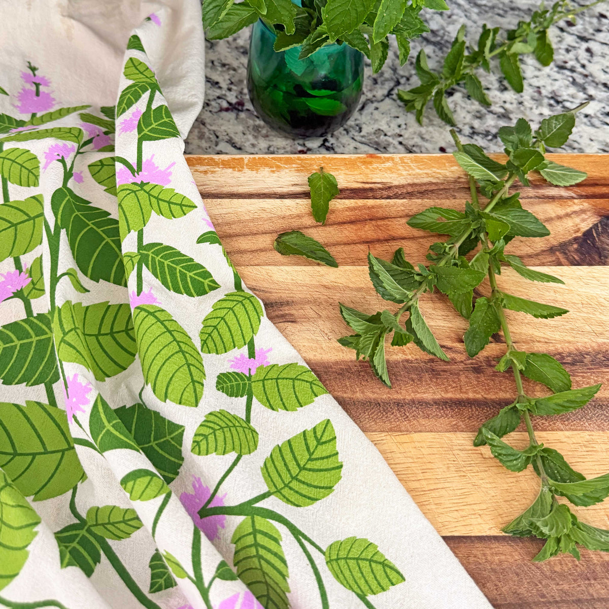 FRESH HERBS (Basil, Mint) - Tea Towel Set of 2