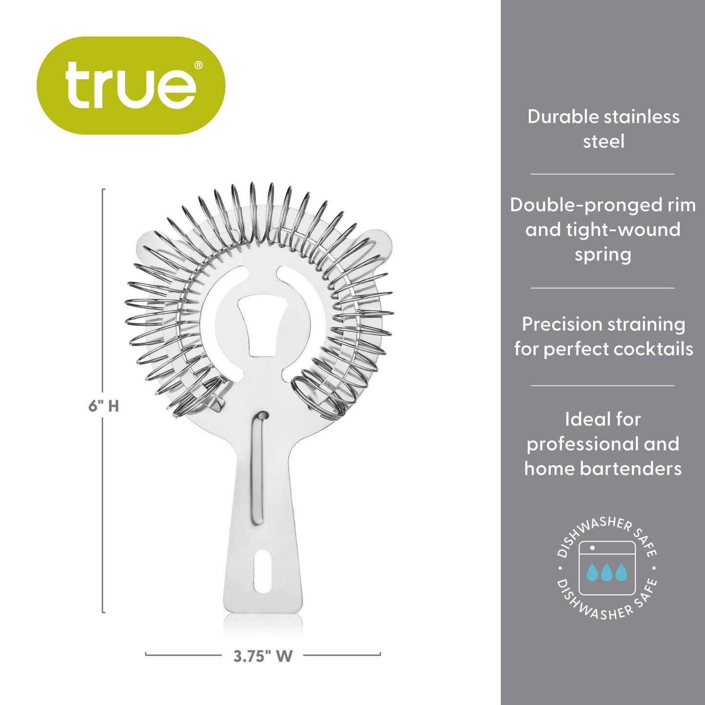 Hawthorne Cocktail Strainer in Stainless Steel: Silver / Stainless Steel