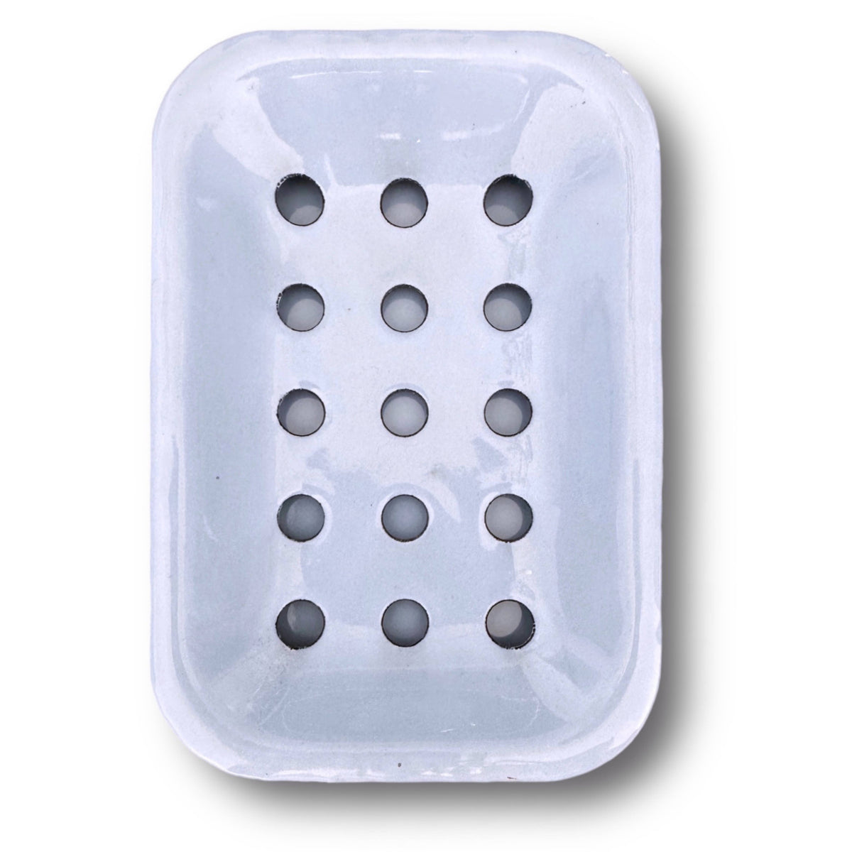 Enamel soap dish in hydrangea blue