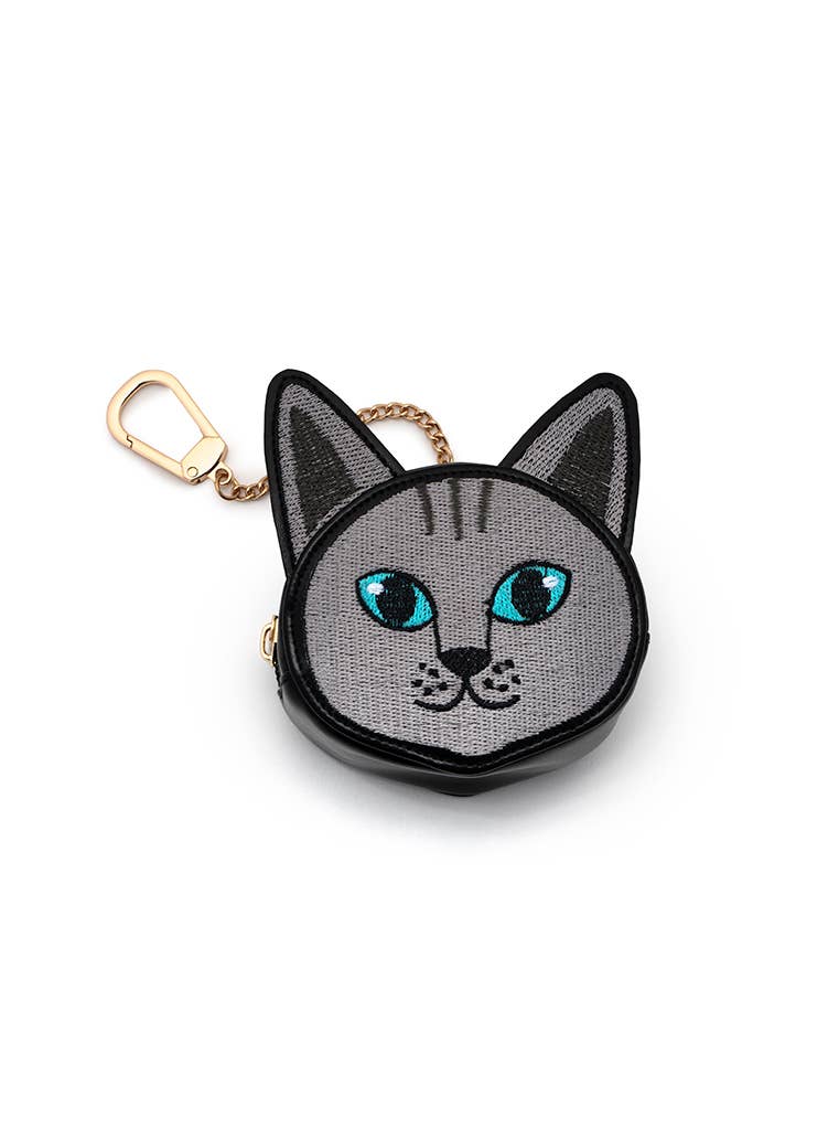 2-in-1 Bag Charm & Reusable Shopper Bag - Gray Cat / Kitten