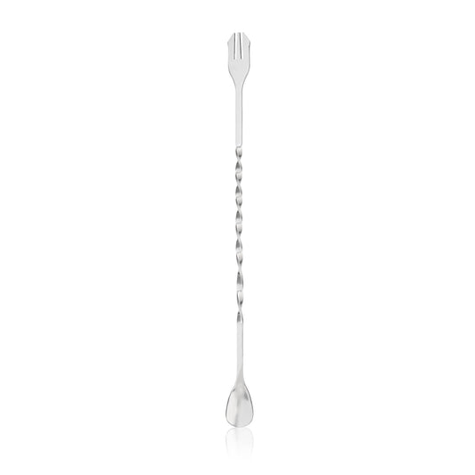 Trident 10.25" Stainless Steel Spiral Cocktail Spoon/Fork: Silver / 201 Stainless Steel