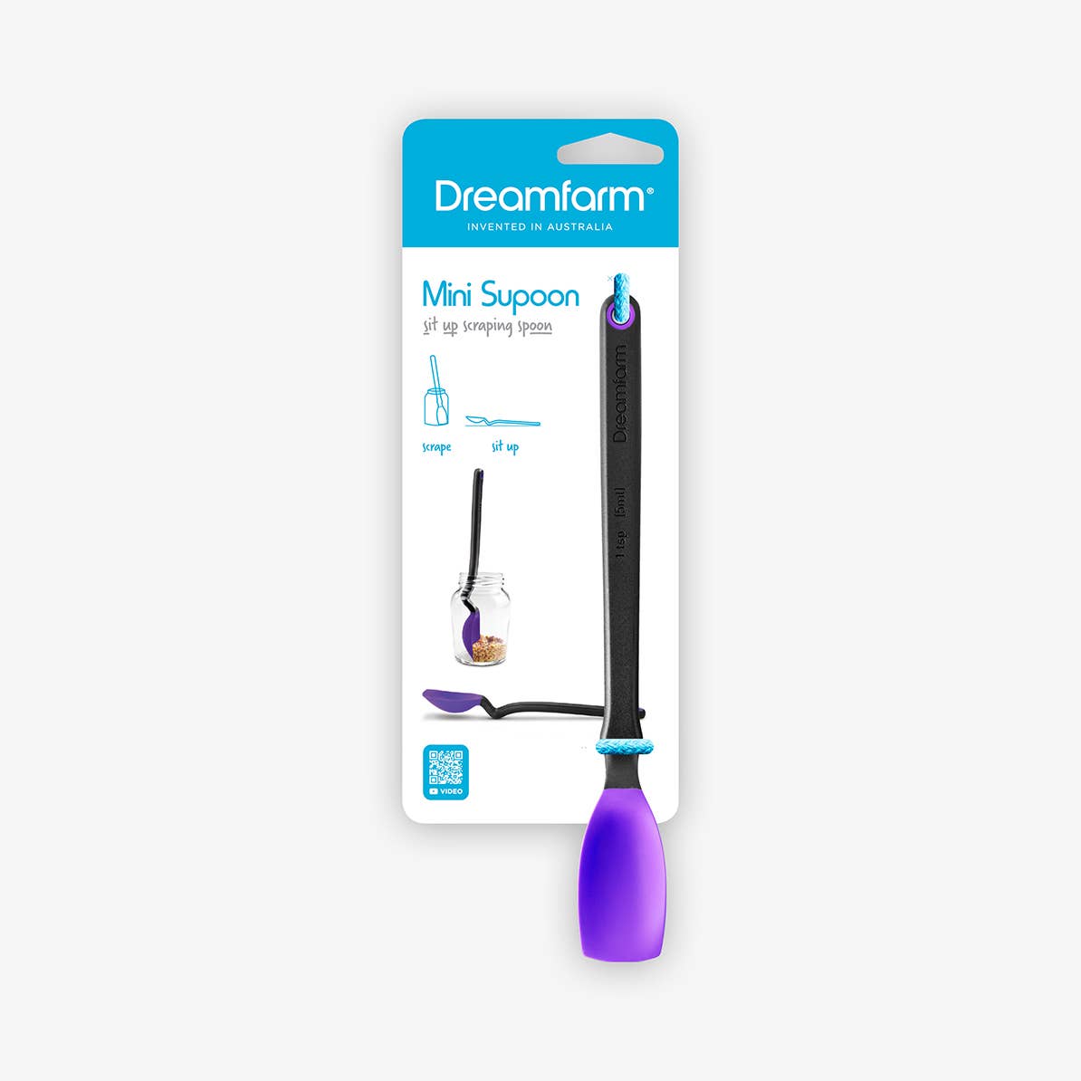 Mini Supoon® - Silicone Jar Spoon that Scrapes Clean: Dreamfarm Blue