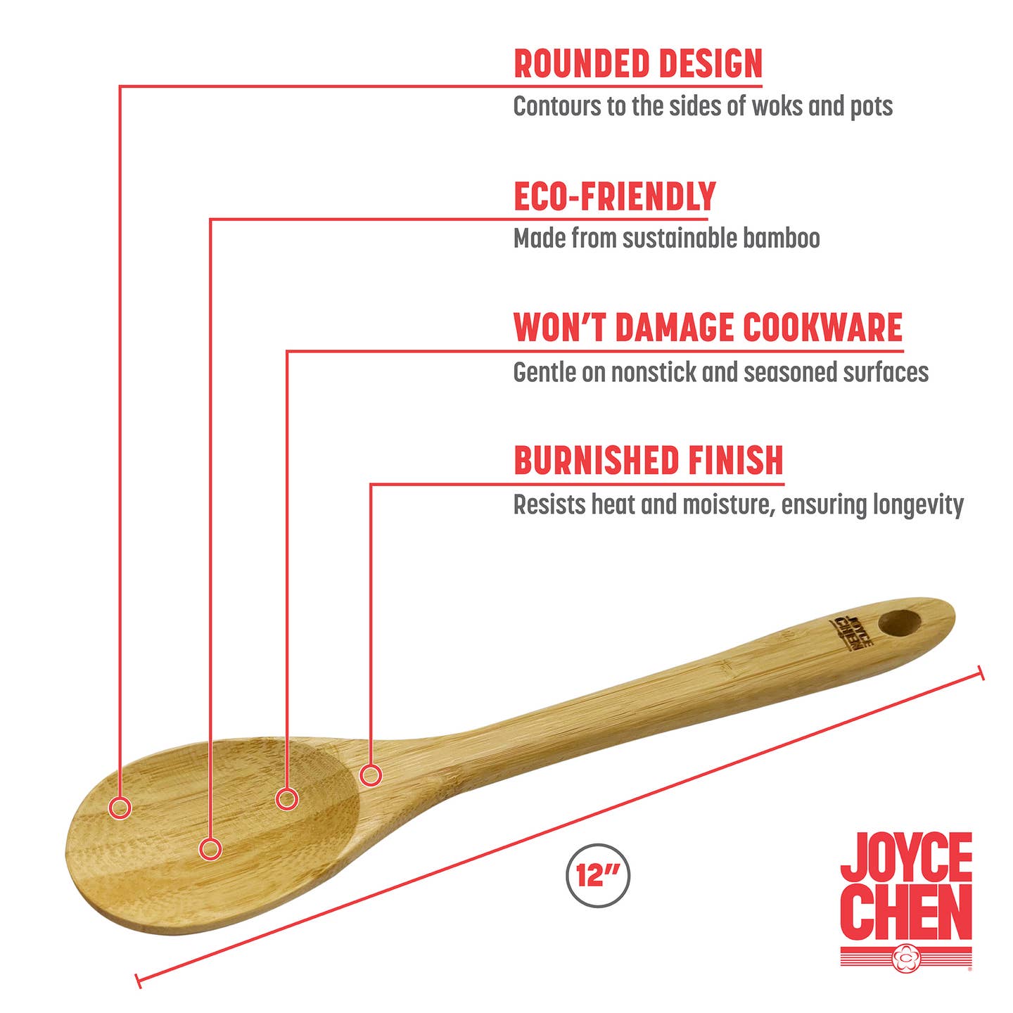 Burnished Bamboo Mixing Spoon - 12 inch