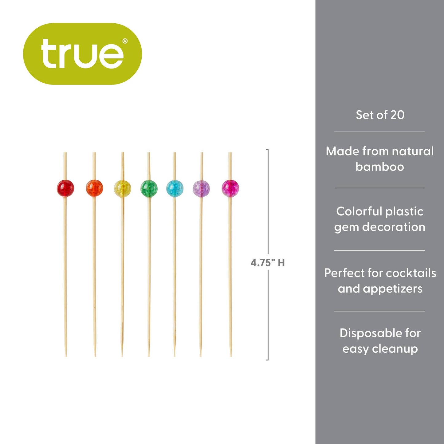 Ball Cocktail Picks - Set of 20: Wood / Bamboo