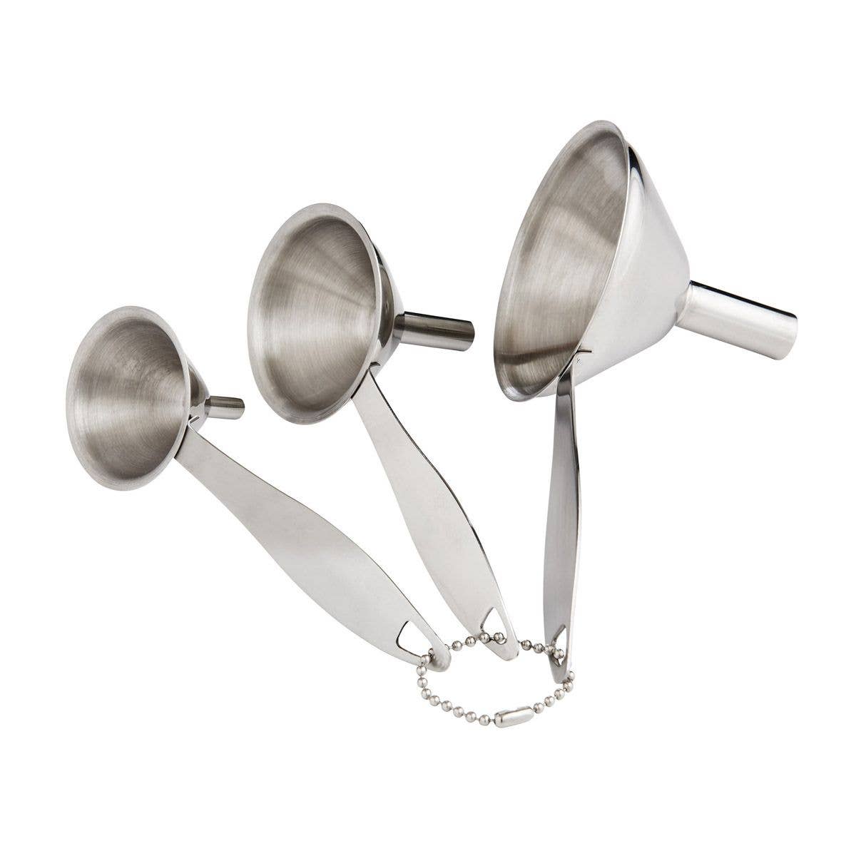 Stainless Steel Funnel Set with Handles, 3pc
