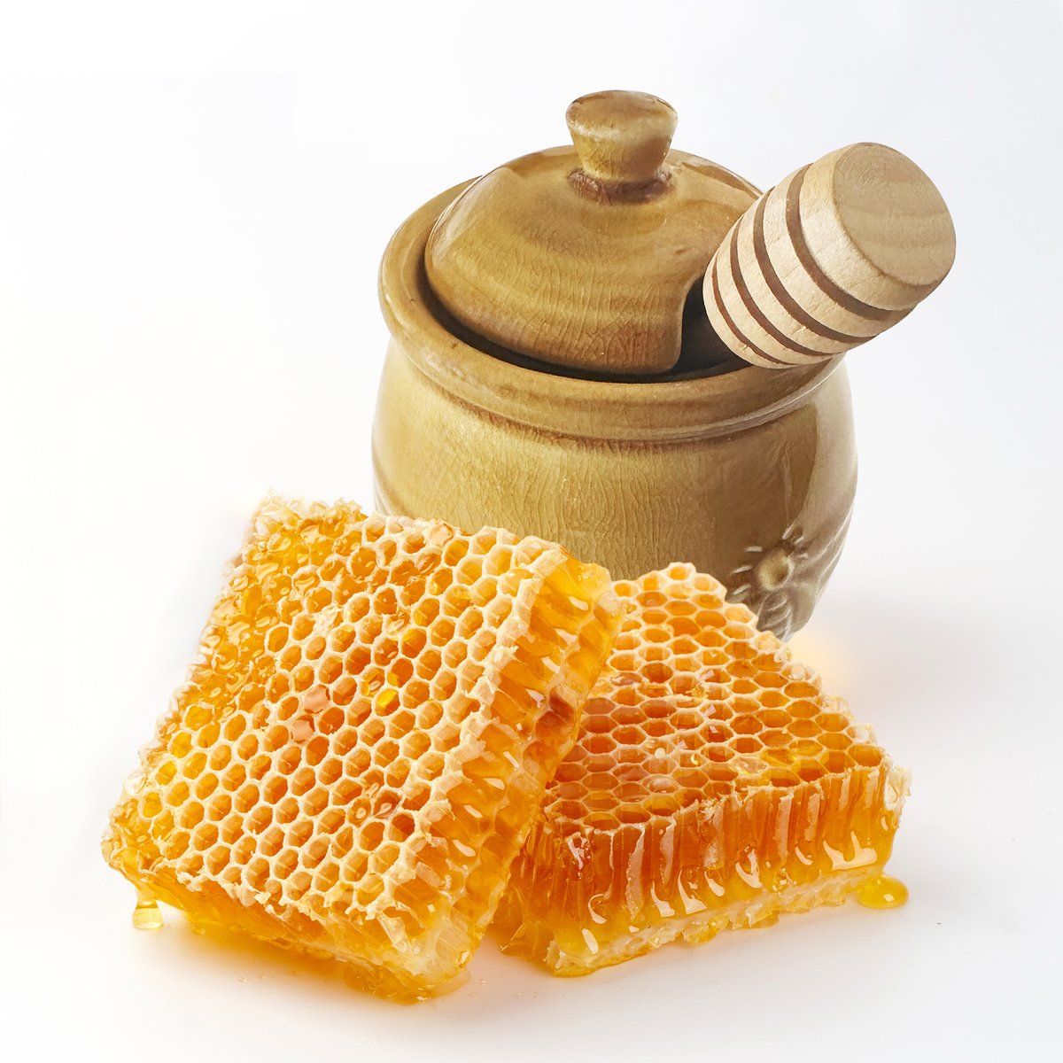 Fox Run Ceramic Honey Jar and Dipper, 10 Ounce Bee Themed Honey Pot