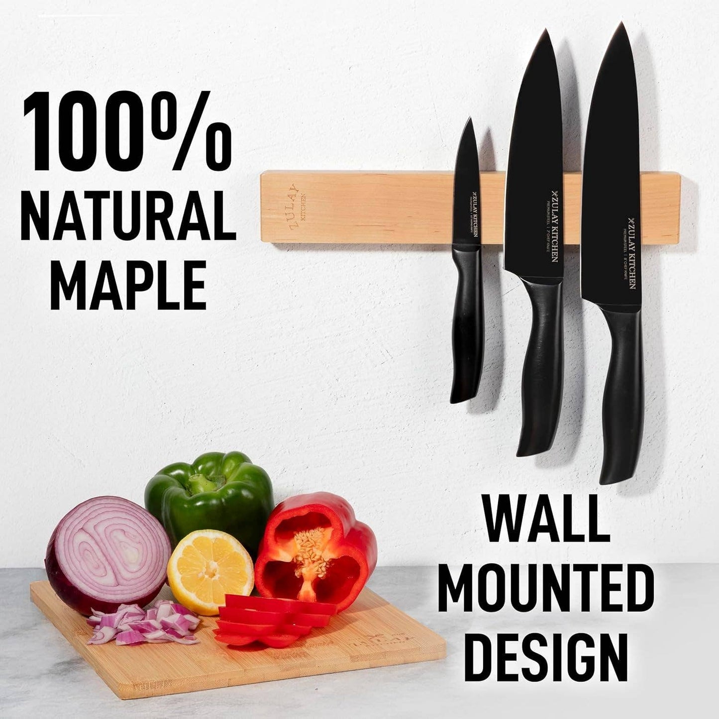 Magnetic Knife Holder - Powerful Wood Magnetic Knife Strip: Bamboo
