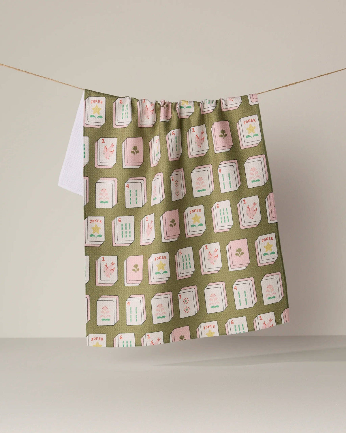 Flower Tiles Tea Towel - Mahjong: Green