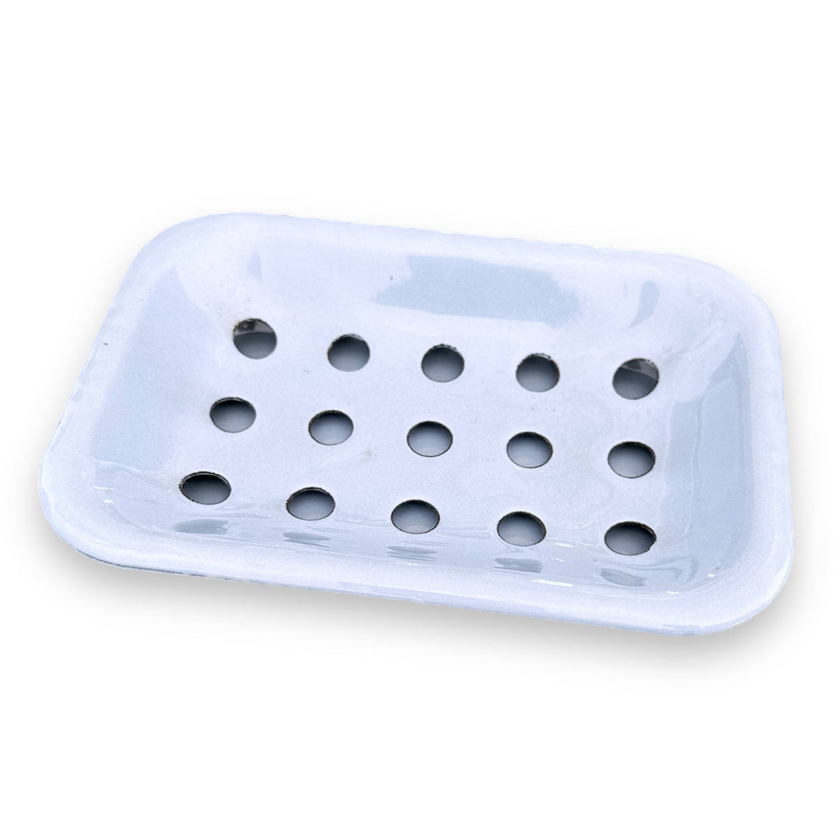 Enamel soap dish in hydrangea blue
