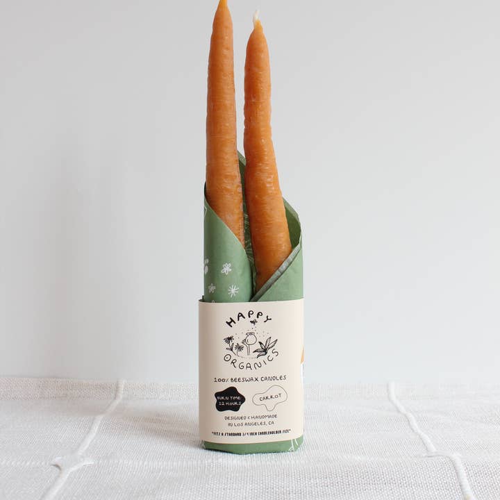 BEESWAX CARROT TAPER CANDLE PAIR - 2