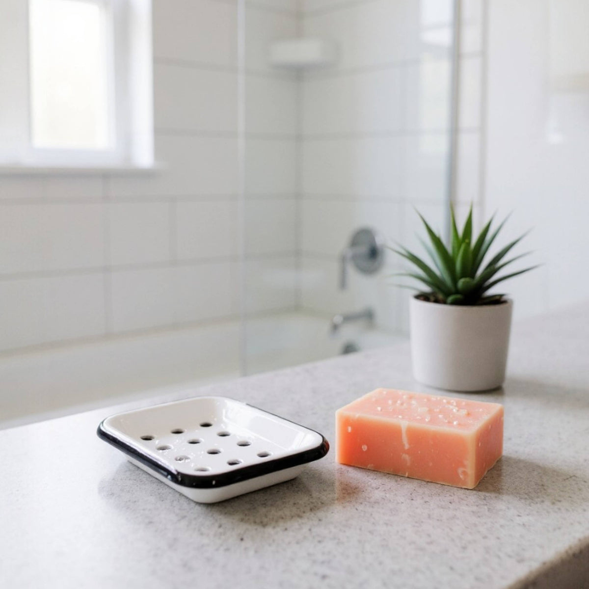 Enamel soap dish in white