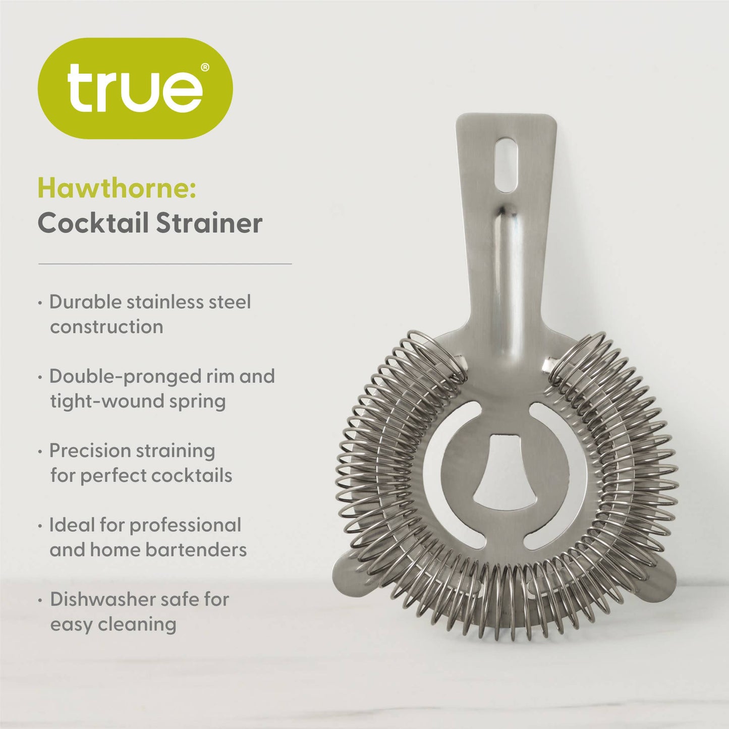Hawthorne Cocktail Strainer in Stainless Steel: Silver / Stainless Steel