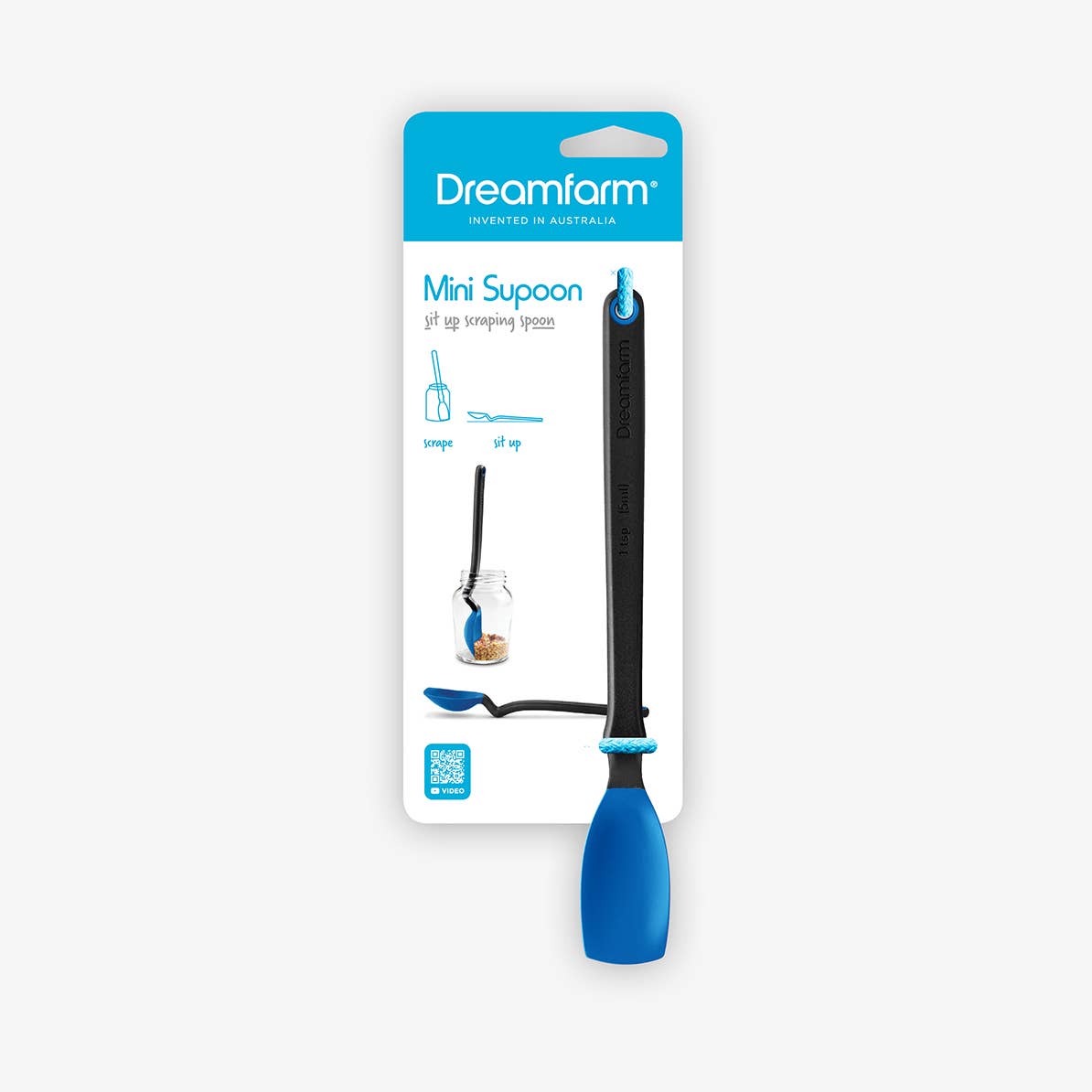 Mini Supoon® - Silicone Jar Spoon that Scrapes Clean: Dreamfarm Blue