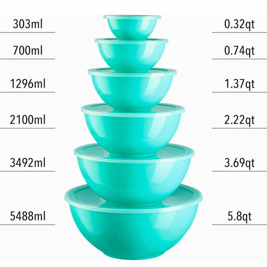 12 Piece Mixing Bowl Set - Teal