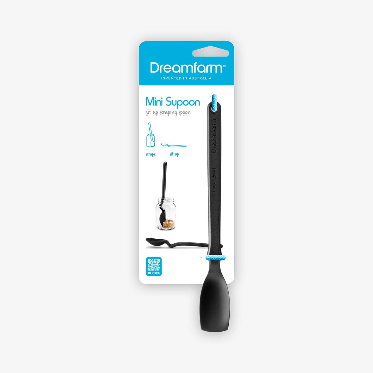 Mini Supoon® - Silicone Jar Spoon that Scrapes Clean: Dreamfarm Blue