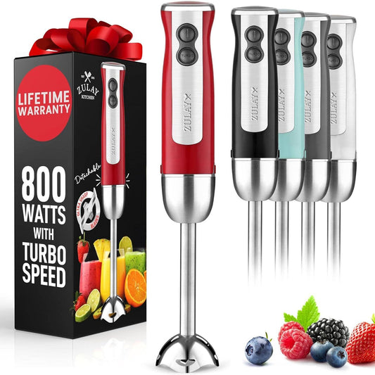 Powerful Immersion Blender Handheld - 800W  : Red
